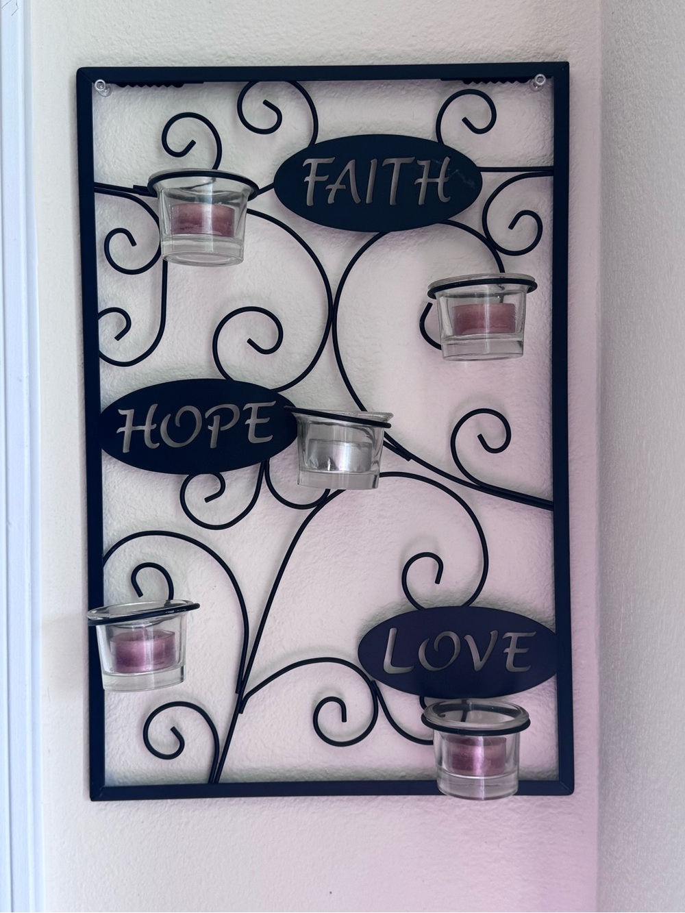 Faith Hope Love Wall Tealight Candle Holder!